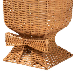 Bali & Pari Chie Handwoven Rattan Urn with Scalloped Artisan Detail for Coastal Bohemian Decor