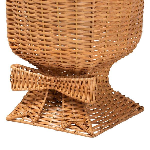 Bali & Pari Chie Handwoven Rattan Urn with Scalloped Artisan Detail for Coastal Bohemian Decor