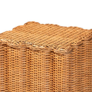 Bali & Pari Chie Handwoven Rattan Urn with Scalloped Artisan Detail for Coastal Bohemian Decor