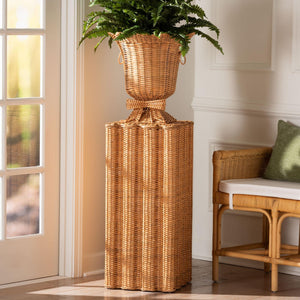 Bali & Pari Chie Handwoven Rattan Urn with Scalloped Artisan Detail for Coastal Bohemian Decor