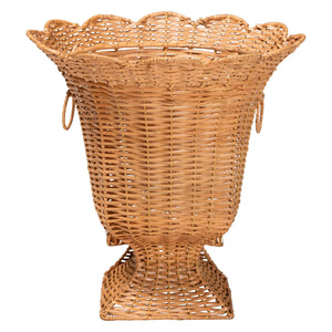 Bali & Pari Chie Handwoven Rattan Urn with Scalloped Artisan Detail for Coastal Bohemian Decor