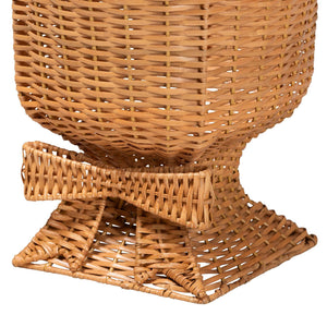 Bali & Pari Chie Handwoven Rattan Urn with Scalloped Artisan Detail for Coastal Bohemian Decor