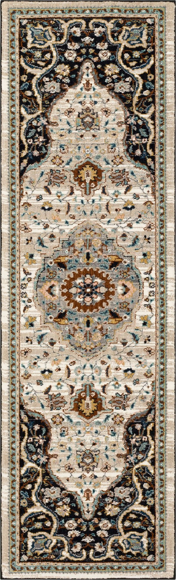 Karastan Rugs Zephyr Chronos Machine Woven Triexta Traditional Area Rug Black 2' 4" x 7' 10"