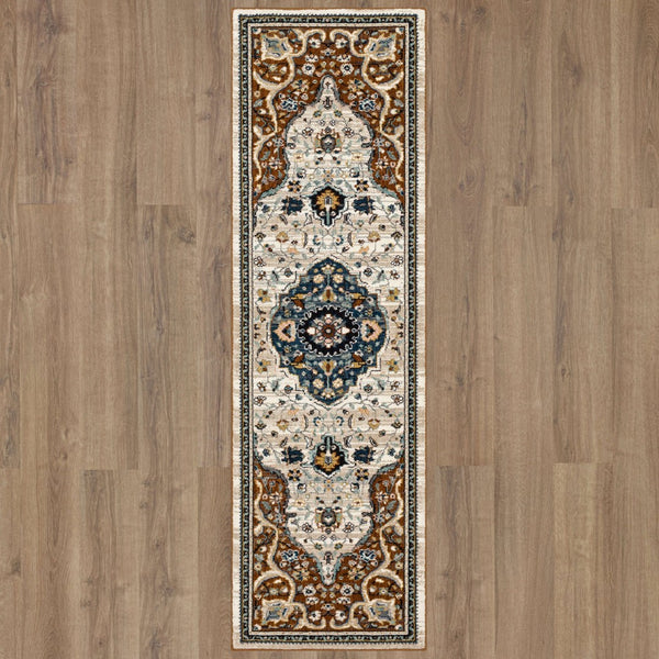 Karastan Rugs Zephyr Chronos Machine Woven Triexta Traditional Area Rug Rust 2' 4" x 7' 10"