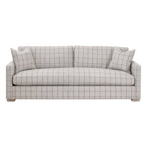 Essentials For Living Clara 86" Slim Arm Sofa - Luxurious Comfort, Stain-resistant Fabric & Elegant Design For Your Living Room Performance Windowpane Cement,Natural Gray Oak Solid Oak Wood 6620-3.Wcmt/Ng