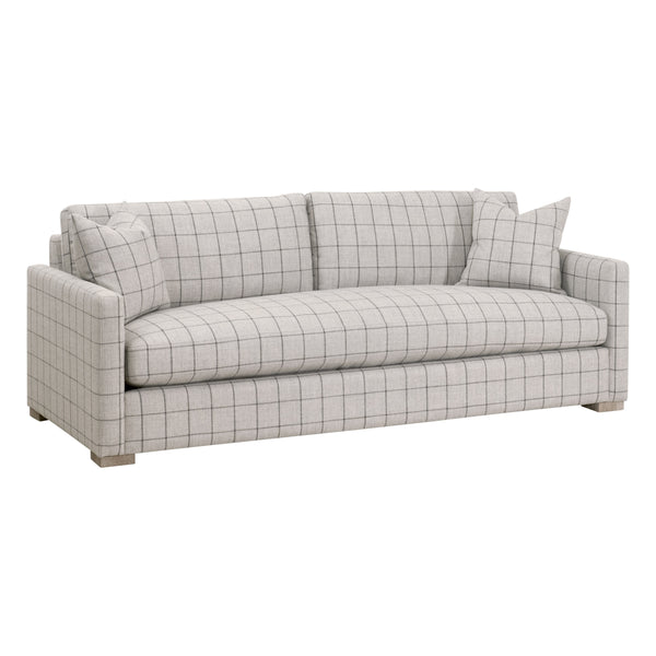 Essentials For Living Clara 86" Slim Arm Sofa - Luxurious Comfort, Stain-resistant Fabric & Elegant Design For Your Living Room Performance Windowpane Cement,Natural Gray Oak Solid Oak Wood 6620-3.Wcmt/Ng