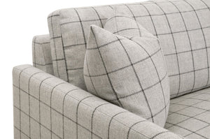 Essentials For Living Clara 86" Slim Arm Sofa - Luxurious Comfort, Stain-resistant Fabric & Elegant Design For Your Living Room Performance Windowpane Cement,Natural Gray Oak Solid Oak Wood 6620-3.Wcmt/Ng