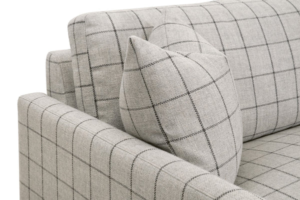 Essentials For Living Clara 86" Slim Arm Sofa - Luxurious Comfort, Stain-resistant Fabric & Elegant Design For Your Living Room Performance Windowpane Cement,Natural Gray Oak Solid Oak Wood 6620-3.Wcmt/Ng