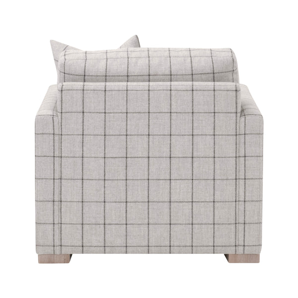 Essentials For Living Clara Slim Arm Sofa Chair – Stylish, Stain-resistant Upholstery & Comfortable Design For Any Space Performance Windowpane Cement,Natural Gray Oak Solid Oak Wood 6620-1.Wcmt/Ng