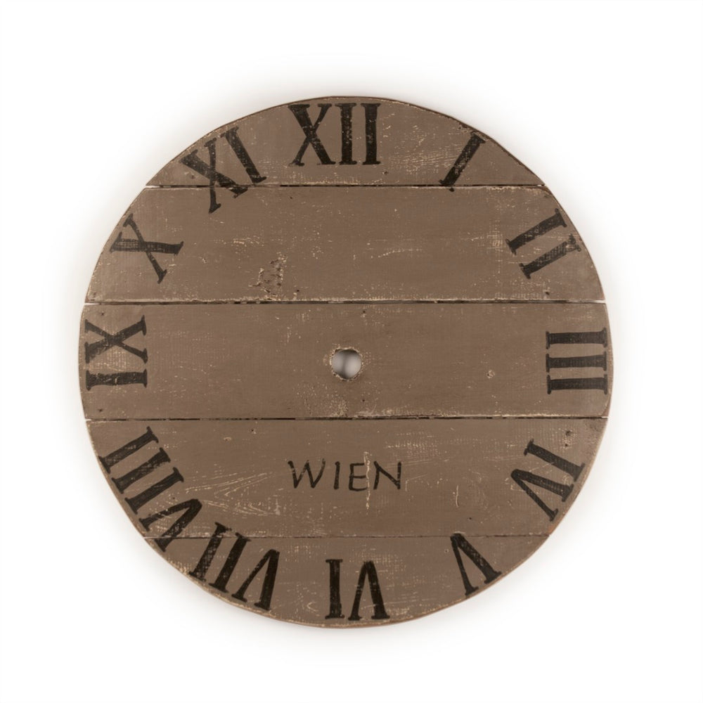 Zentique Clock Face Small Accent - Rustic Eco-friendly Timepiece With Distressed Brown Finish For Home Décor Distressed Brown Recycled Wood Clock Face S