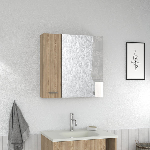 English Elm Sines Pine Medicine Cabinet with Single Door, 4 Adjustable Shelves, Beige Particle Board Finish B07092078