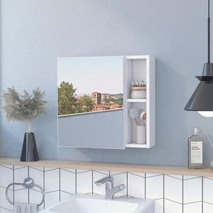 English Elm Oman Medicine Cabinet with Mirror Door, 3 Internal Shelves & 2 Open Side Shelves for Bathroom Storage White 23.2 L x 19.7 W x 5.5 H B07092106