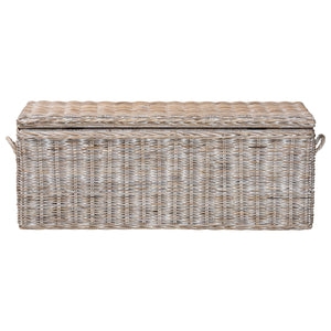 Baxton Studio Bali & Pari Clarette Handwoven Natural Rattan Lift Top Storage Bench for Coastal Boho Spaces Cloudhaven-LG-White Wash Rattan-Bench