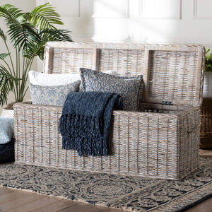 Baxton Studio Bali & Pari Clarette Handwoven Natural Rattan Lift Top Storage Bench for Coastal Boho Spaces Cloudhaven-LG-White Wash Rattan-Bench