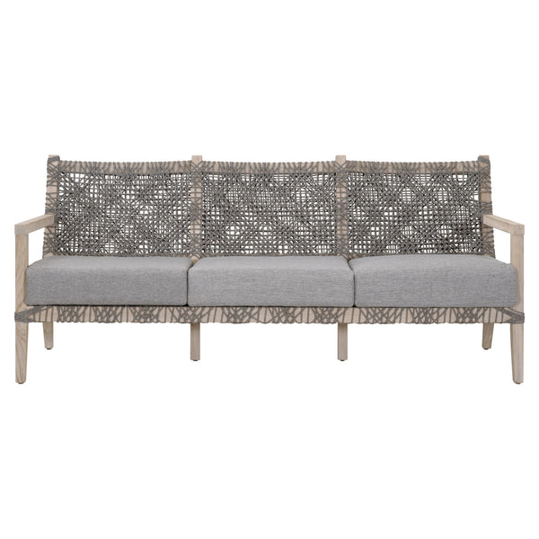 Essentials for Living Costa Outdoor 77" Sofa 6861-3.DOV/DOV/GT Dove Flat Rope, Performance Dove, Gray Teak