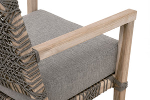 Essentials for Living Costa Outdoor Club Chair 6860.DOV/DOV/GT Dove Flat Rope, Performance Dove, Gray Teak