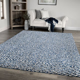 Orian Rugs Cotton Tail Harrington Machine Woven Polyester transitional Area Rug Navy Polyester