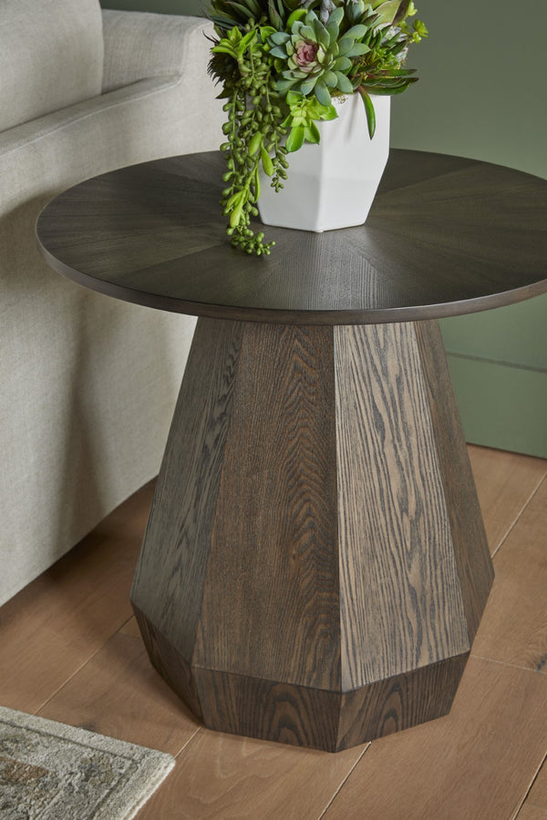 Essentials For Living Coulter End Table - Timeless Elegance With Burnished Brown Finish & Stylish Octagon Pedestal Base Burnished Brown Mdf,Plywood,Ash Veneer 6065-et.Bbrn