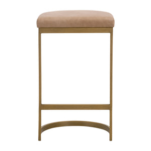 Essentials For Living Cresta Counter Stool - Elegant Backless Design In Ivanhoe Toast Vegan Leather With Gold Finish Ivanhoe Toast,Brushed Gold Steel Po,Plywood 6012cs.Bgld/Ivt