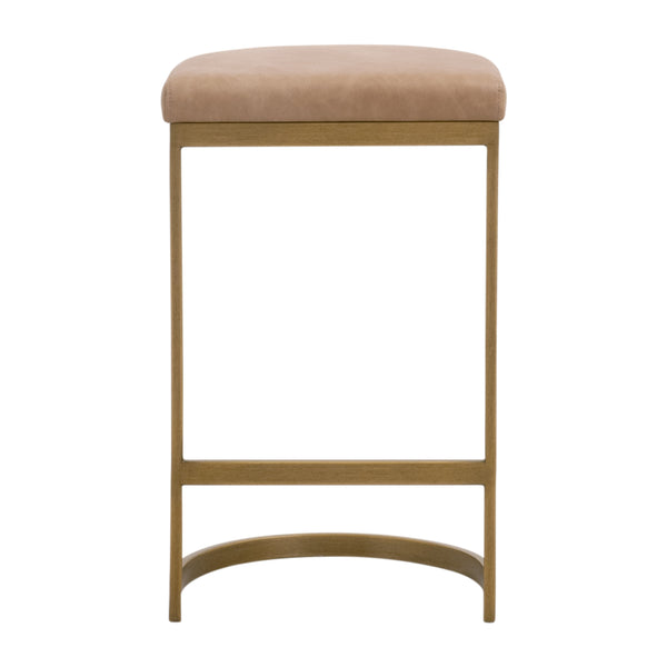 Essentials For Living Cresta Counter Stool - Elegant Backless Design In Ivanhoe Toast Vegan Leather With Gold Finish Ivanhoe Toast,Brushed Gold Steel Po,Plywood 6012cs.Bgld/Ivt