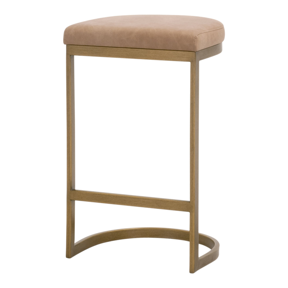 Essentials For Living Cresta Counter Stool - Elegant Backless Design In Ivanhoe Toast Vegan Leather With Gold Finish Ivanhoe Toast,Brushed Gold Steel Po,Plywood 6012cs.Bgld/Ivt