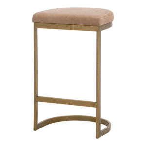 Essentials For Living Cresta Counter Stool - Elegant Backless Design In Ivanhoe Toast Vegan Leather With Gold Finish Ivanhoe Toast,Brushed Gold Steel Po,Plywood 6012cs.Bgld/Ivt