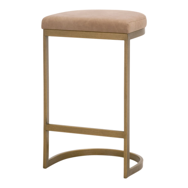 Essentials For Living Cresta Counter Stool - Elegant Backless Design In Ivanhoe Toast Vegan Leather With Gold Finish Ivanhoe Toast,Brushed Gold Steel Po,Plywood 6012cs.Bgld/Ivt