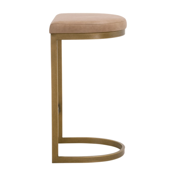 Essentials For Living Cresta Counter Stool - Elegant Backless Design In Ivanhoe Toast Vegan Leather With Gold Finish Ivanhoe Toast,Brushed Gold Steel Po,Plywood 6012cs.Bgld/Ivt