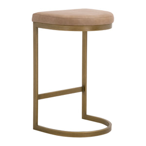 Essentials For Living Cresta Counter Stool - Elegant Backless Design In Ivanhoe Toast Vegan Leather With Gold Finish Ivanhoe Toast,Brushed Gold Steel Po,Plywood 6012cs.Bgld/Ivt