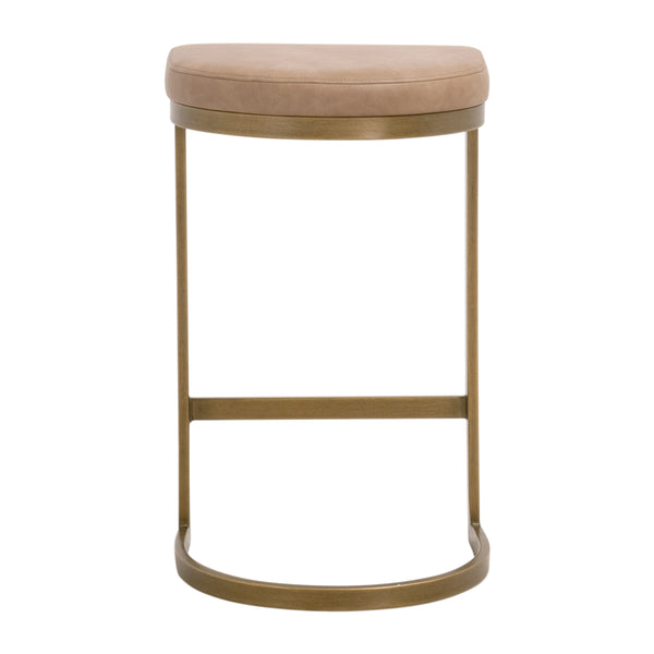 Essentials For Living Cresta Counter Stool - Elegant Backless Design In Ivanhoe Toast Vegan Leather With Gold Finish Ivanhoe Toast,Brushed Gold Steel Po,Plywood 6012cs.Bgld/Ivt