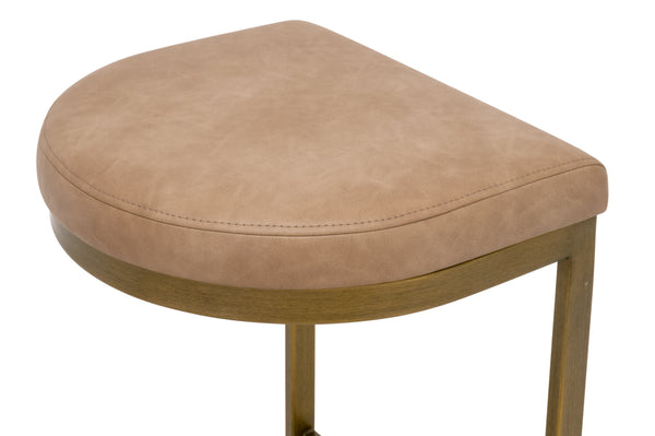 Essentials For Living Cresta Counter Stool - Elegant Backless Design In Ivanhoe Toast Vegan Leather With Gold Finish Ivanhoe Toast,Brushed Gold Steel Po,Plywood 6012cs.Bgld/Ivt