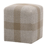 Essentials for Living Cross Accent Cube 6880.WTA/TAU Taupe & White Flat Rope, Taupe Stripe