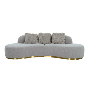 Pasargad Home Simona Upholstered Sofa - Artistic Curved Design With Premium Comfort & Style Grey Textured Polyester Fabric Pzw-943g-s