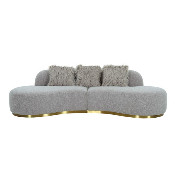 Pasargad Home Simona Upholstered Sofa - Artistic Curved Design With Premium Comfort & Style Grey Textured Polyester Fabric Pzw-943g-s