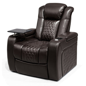 English Elm 37.8"power Recliner Nappa Leather Home Theater Seat with Rgb Lighting and Smart Charging D1048117456