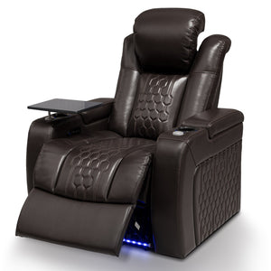 English Elm 37.8"power Recliner Nappa Leather Home Theater Seat with Rgb Lighting and Smart Charging D1048117456