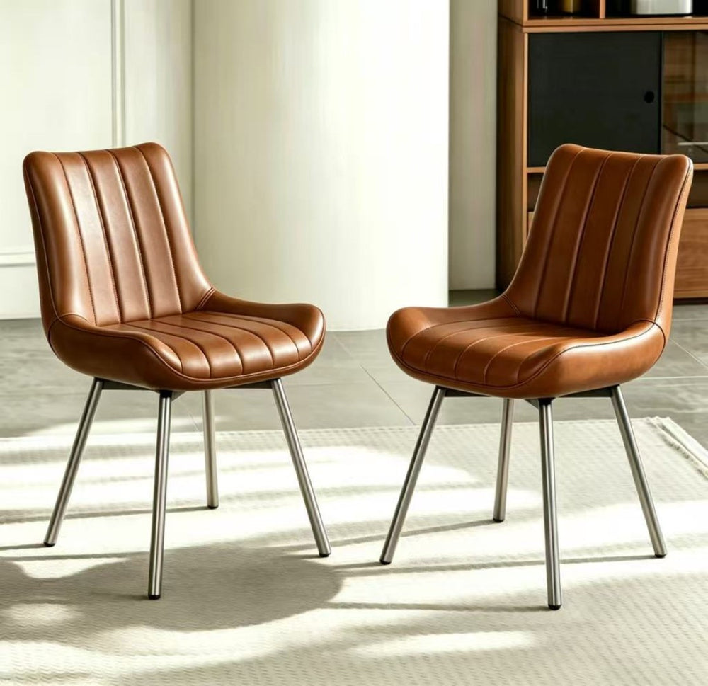 English Elm 2 PU Leather Dining Chairs Set Modern Stain Resistant Seats for Contemporary Kitchens D1053113939