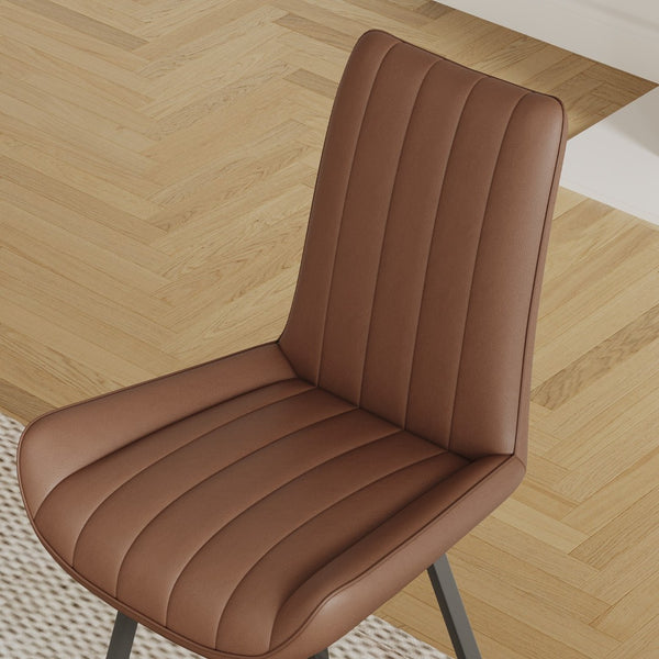 English Elm 2 PU Leather Dining Chairs Set Modern Stain Resistant Seats for Contemporary Kitchens D1053113939