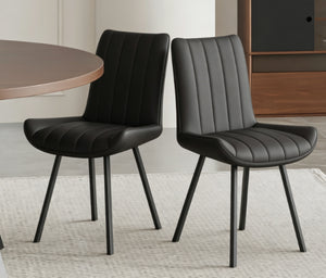 English Elm 2 PU Leather Dining Chairs Set Modern Stain Resistant Seats for Contemporary Rooms D1053113940