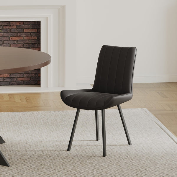 English Elm 2 PU Leather Dining Chairs Set Modern Stain Resistant Seats for Contemporary Rooms D1053113940