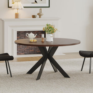 English Elm Round Solid Walnut Dining Table Seats Four with Rich Natural Grain for Modern Spaces D1053113943