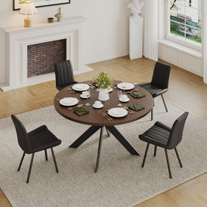 English Elm Round Solid Walnut Dining Table Seats Four with Rich Natural Grain for Modern Spaces D1053113943