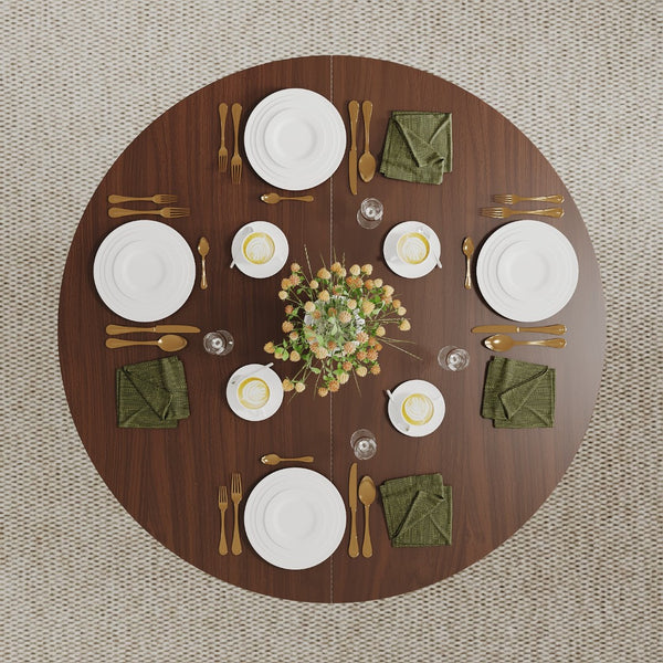 English Elm Round Solid Walnut Dining Table Seats Four with Rich Natural Grain for Modern Spaces D1053113943