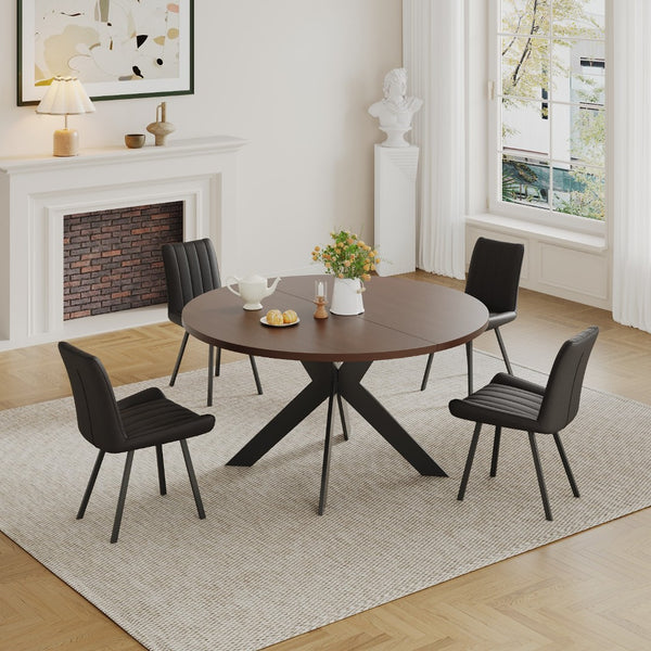 English Elm Round Solid Walnut Dining Table Seats Four with Rich Natural Grain for Modern Spaces D1053113943