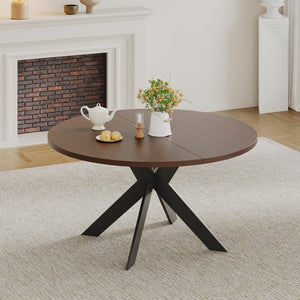English Elm Round Solid Walnut Dining Table Seats Four with Rich Natural Grain for Modern Spaces D1053113943