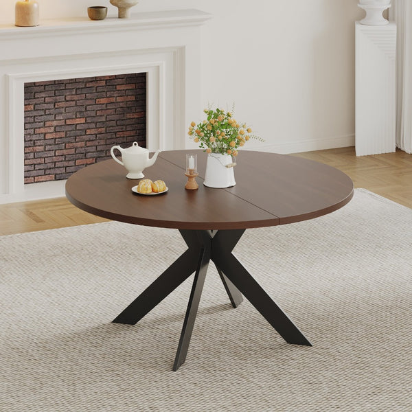 English Elm Round Solid Walnut Dining Table Seats Four with Rich Natural Grain for Modern Spaces D1053113943