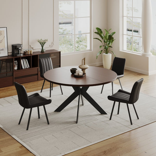 English Elm Round Solid Walnut Dining Table Seats Four with Rich Natural Grain for Modern Spaces D1053113943