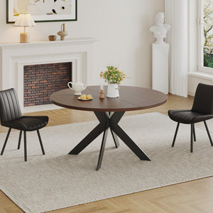 English Elm Round Solid Walnut Dining Table Seats Four with Rich Natural Grain for Modern Spaces D1053113943