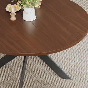 English Elm Round Solid Walnut Dining Table Seats Four with Rich Natural Grain for Modern Spaces D1053113943