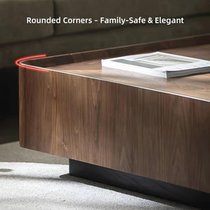 English Elm Luxury Solid Wood Square Coffee Table Walnut Finish Hidden Drawer Living Room D1053120127